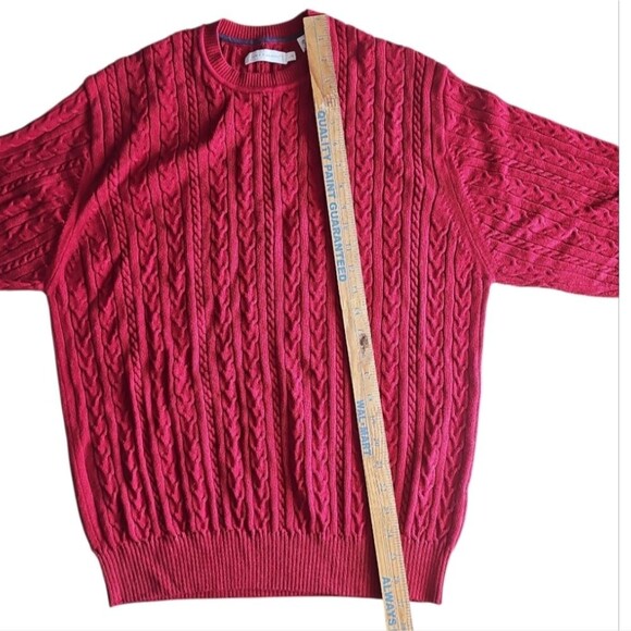 Alex Cannon Red Cable Knit Sweater Sz L Holiday Christmas Winter Classic Preppy - Picture 9 of 12